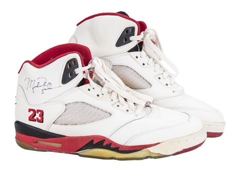 Michael Jordan Dual Signed Air Jordan V Sneakers With Original Box (Beckett)